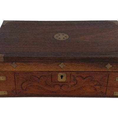 Sale Photo Thumbnail #88: Anglo Indian Carved Hardwood Travel Box