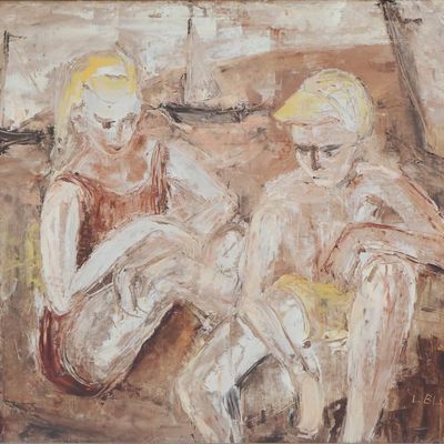 Sale Photo Thumbnail #217: Seaside Double Portrait, Oil on Board