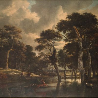 Sale Photo Thumbnail #150: Jacob van Ruisdael, 1628-1682, The Hunt, Intaglio Print