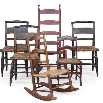 Sale Photo Thumbnail #264: Six Assorted Painted Chairs