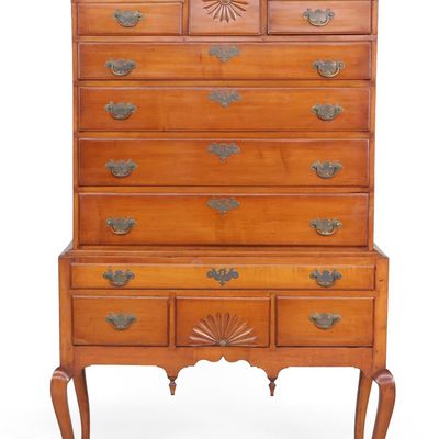 Sale Photo Thumbnail #259: Queen Anne Figured Cherrywood Highboy