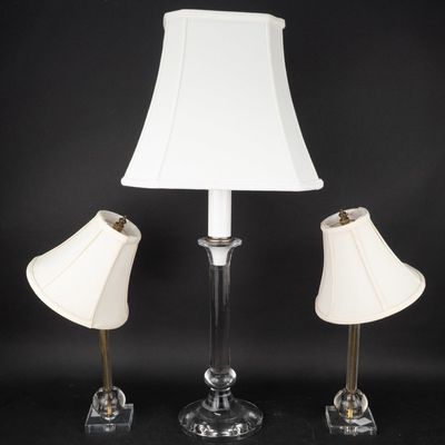 Sale Photo Thumbnail #84: Three Colorless Glass Table Lamps