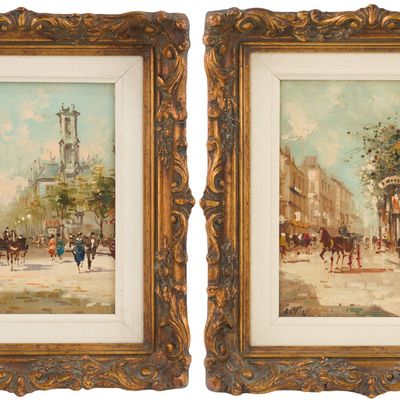 Sale Photo Thumbnail #123: Two European Street Scenes, Oil on Canvas