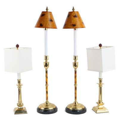 Sale Photo Thumbnail #82: Two Pairs of Modern Brass Table Lamps