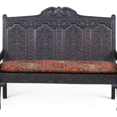 Sale Photo Thumbnail #292: Charles II Carved Oak Settee