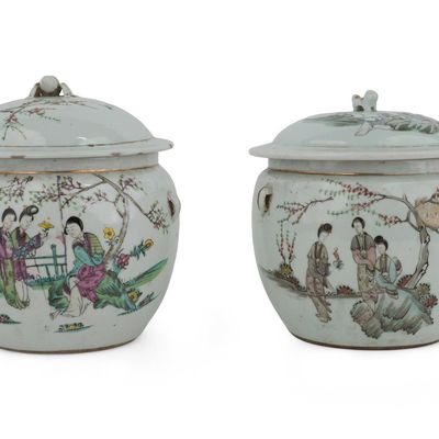 Sale Photo Thumbnail #391: Two Similar Chinese Famille Rose Covered Tureens