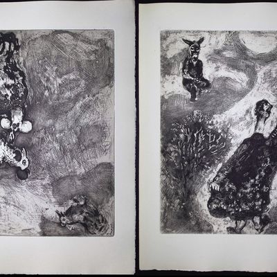 Chagall & Fontaine's Fables - 4 Etchings of Fables