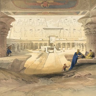 David Roberts - View from under the Portico of the Temple of Edfou, upper Egypt