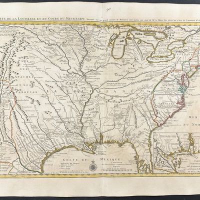 De L'Isle - Map of Louisiana and Course of the Mississippi with the Great Lakes, Mexico, Texas Named, Florida, and East Coast