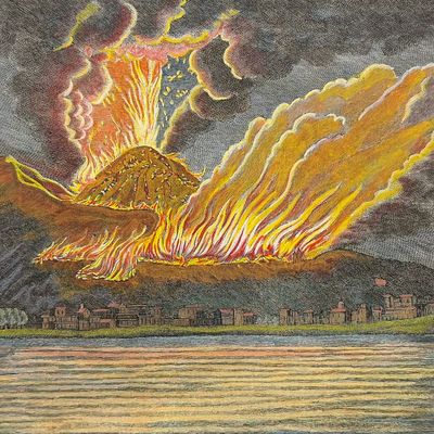 Moore - Mount Vesuvius Volcano [View of Mount Vesuvius in Naples with the eruption of Smoke, Fire, Lava, &c]