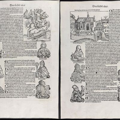 Schedel, pub. 1493 - 4 Pages of Relgious & Historic Figures