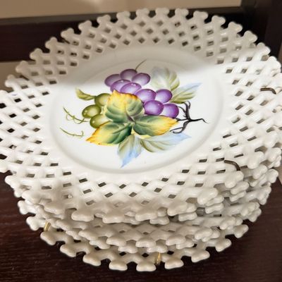 Sale Photo Thumbnail #25:  Vintage Lefton China hand-painted reticulated lattice plate