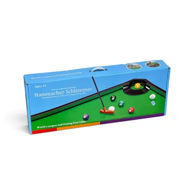 Sale Photo Thumbnail #318: Hammacher Schlemmer "World's Largest Golf Putting Pool Table" game, in its original blue retail box.