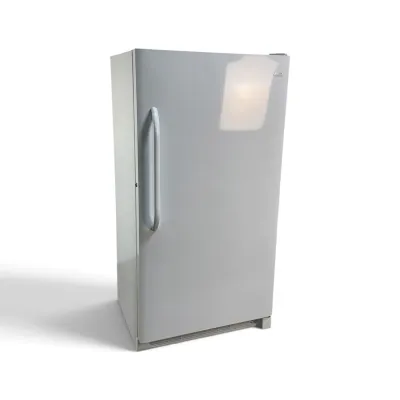 Sale Photo Thumbnail #112: Kenmore upright freezer in a white finish, featuring a single door with a vertical handle.