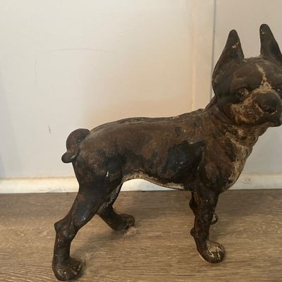 Vintage cast iron Boston terrier door stop 