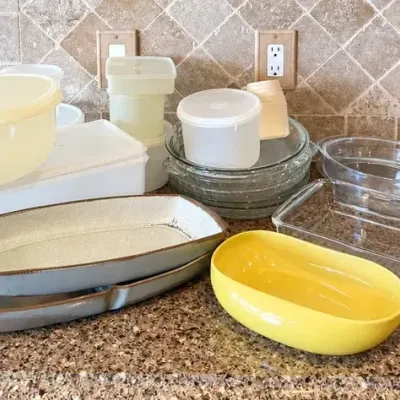 Vintage Tupperware, Pyrex, Frankoma Pottery & Glass Bakeware Collection