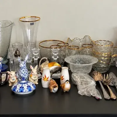 Vintage Glassware & Home Décor Lot – Crystal, Porcelain, Silverware, Vases & More