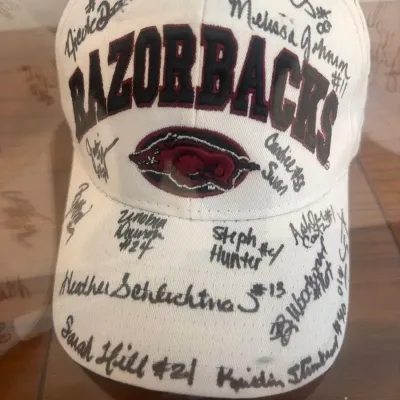 Autographed Arkansas Razorbacks Hat with Display Case Not Authenticated