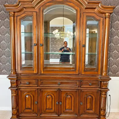 Fairmont Designs Large Lighted China Cabinet / Display Hutch 64”W × 19”D × 91”H (7 ft 7 in tall)