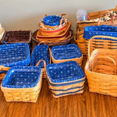 Longaberger Basket Collection with Fabric Liners & Inserts (2)