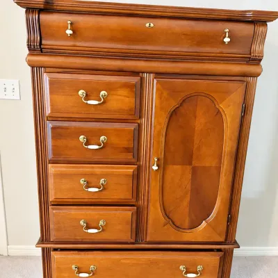 Rock City Furniture Highboy Dresser / Gentleman’s Chest with Cabinet & Drawers 60”x37”x17”