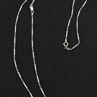 Stamped 925 Sterling Silver Italy Bar & Bead Necklace with Matching Bracelet