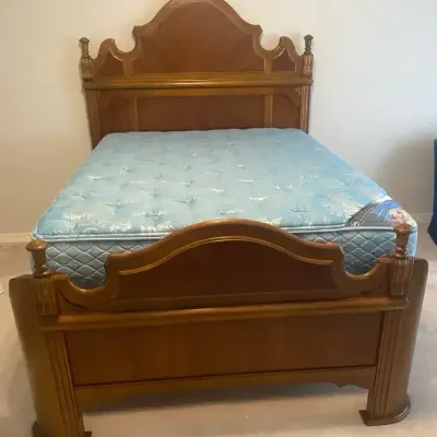Traditional Queen Wood Bed with Headboard, Footboard & Ciera Pillow Top Mattress 63”W × 88”L × 70”H