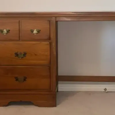 Wood Writing Desk / Secretary-Style Desk with Drawers 46” W × 20” D × 30” H.