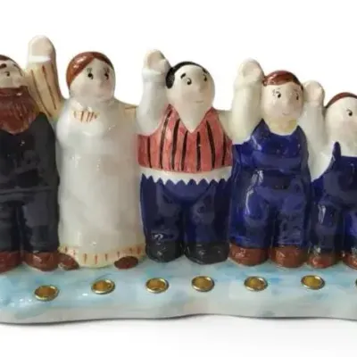 Sale Photo Thumbnail #9: Ceramic Family Menorah – International Bazaar, Breast Cancer Research Foundation