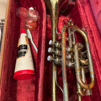 Sale Photo Thumbnail #76: vintage brass coronet with case