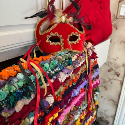 Sale Photo Thumbnail #82: colorful rug mask and pillow