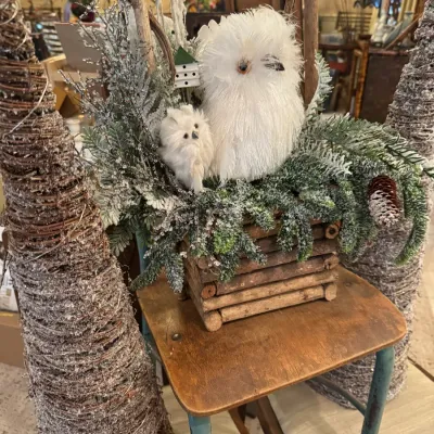 Sale Photo Thumbnail #49: grapevine christmas trees lighted and decorative owl