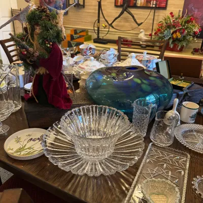 Sale Photo Thumbnail #8: crystal serving pieces large blown glass art piece