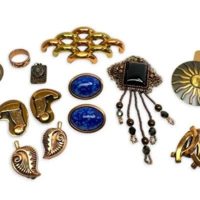 Southwestern copper and brass earrings brooches and more