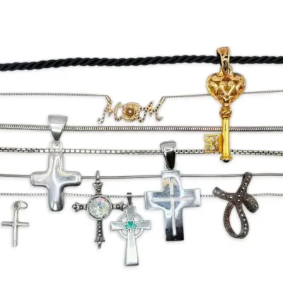 Sterling silver cross pendants and necklaces 71g total