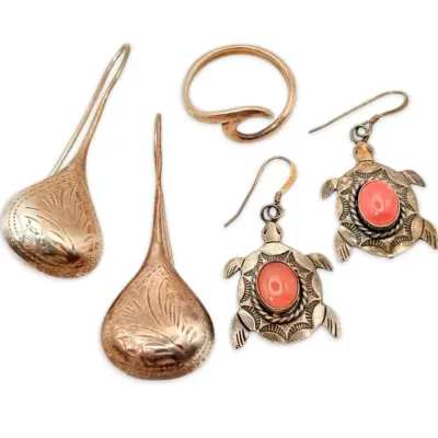 925 sterling native american earrings and ring 15g total