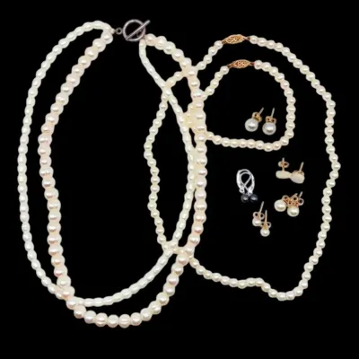 Freshwater pearl jewelry with 14k sterling silver clasps posts