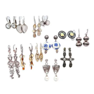 Sterling silver dangle earrings 58g total