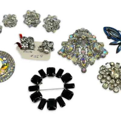 Vintage weiss brooches and earrings