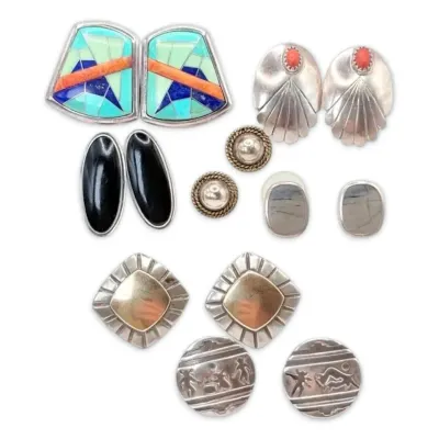 Sterling silver stud earrings 44g total