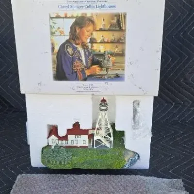 Cheryl Spencer Collin Lighthouses collectible figurine in its original styrofoam packaging and box.