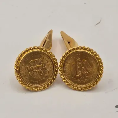 550 2 90 gold dos pesos gold coin cuff links with 18kt casing