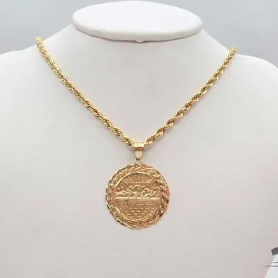 801 10kt gold necklace with last supper pendant