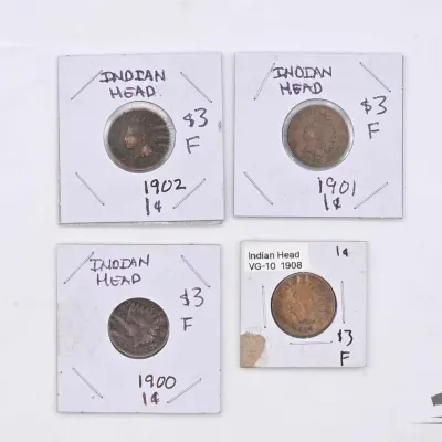 1629 4 1900 1908 indian head pennies