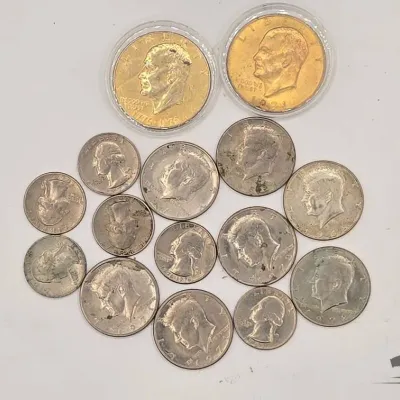 Sale Photo Thumbnail #91: 1615 mixed eisenhower kennddy half dollars and quarters