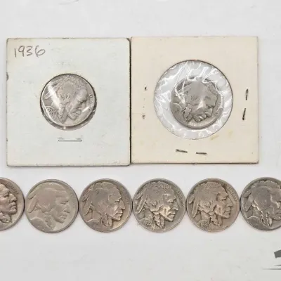 Sale Photo Thumbnail #87: 1608 8 buffalo nickels