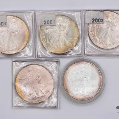 598 5 2000 2005 american silver eagle dollars