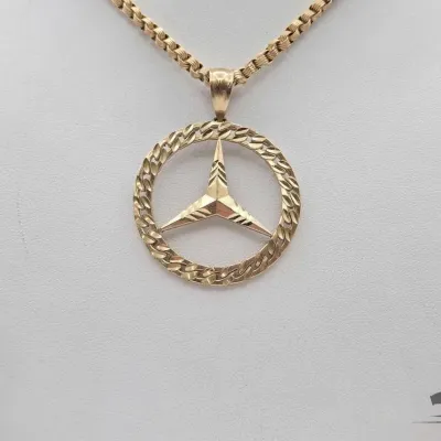 Sale Photo Thumbnail #57: 800 10kt gold necklace with mercedes pendant