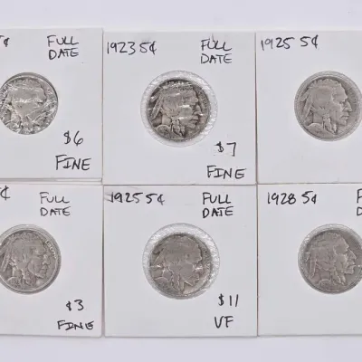 Sale Photo Thumbnail #93: 1617 6 1923 1929 buffalo nickles