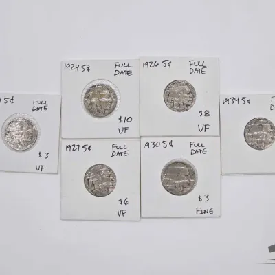 1618 6 1924 1937 buffalo nickels